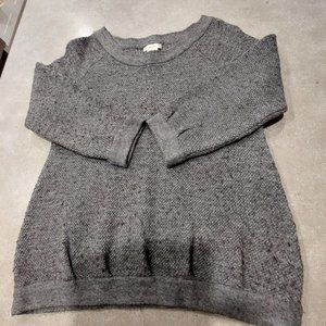 JOE FRESH Women's Round Neck Wool Blend Sweater w/Tucks - Grey - Size Medium